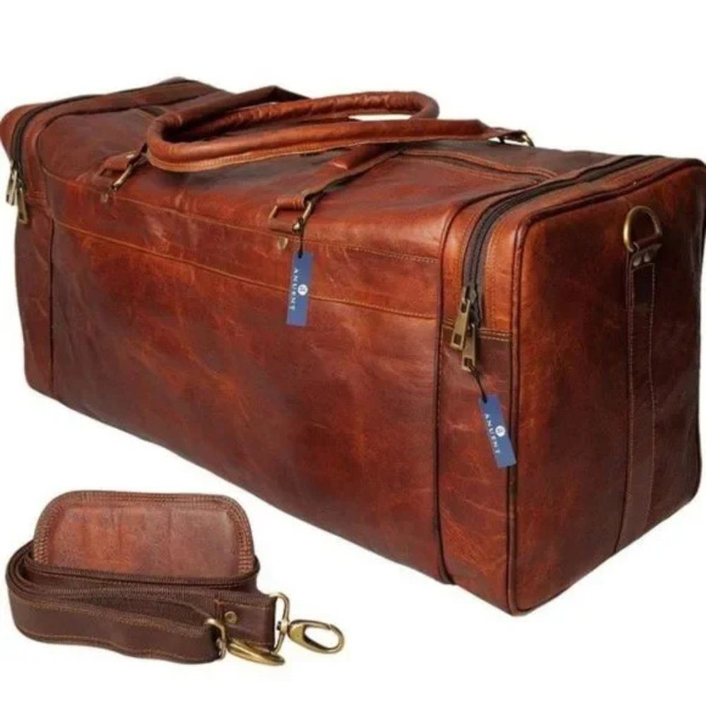 New 24" Men's genuine vintag Leather large, Brown - Picture 1 of 8